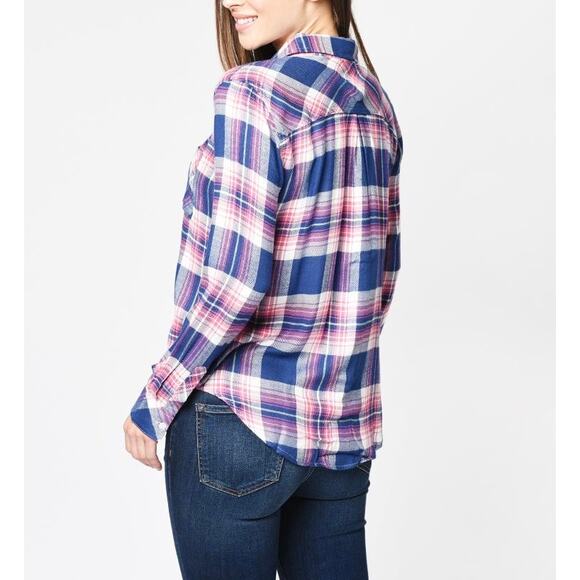 RAILS Hunter Plaid Shirt Womens Small Blue Pink Long Sleeve Button Up Azure Pink - Picture 3 of 16